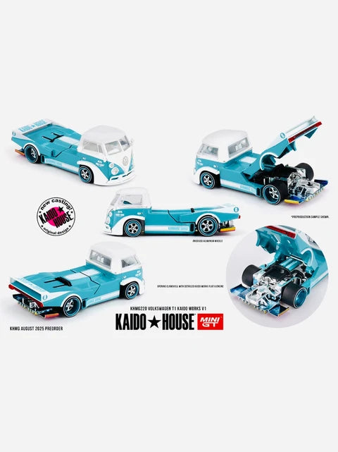 Mini GT x Kaido House Collab Volkswagen T1 KAIDO WORKS V1 Turquoise/White #220