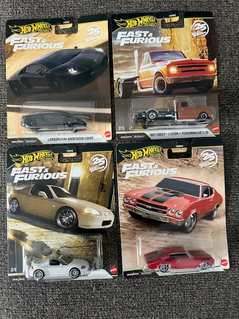 Hot Wheels Fast & Furious ミニカー4台セット 2026 HOT WHEELS PREMIUM FAST&FURIOUS 25TH ANNIVERSARY SET OF 4