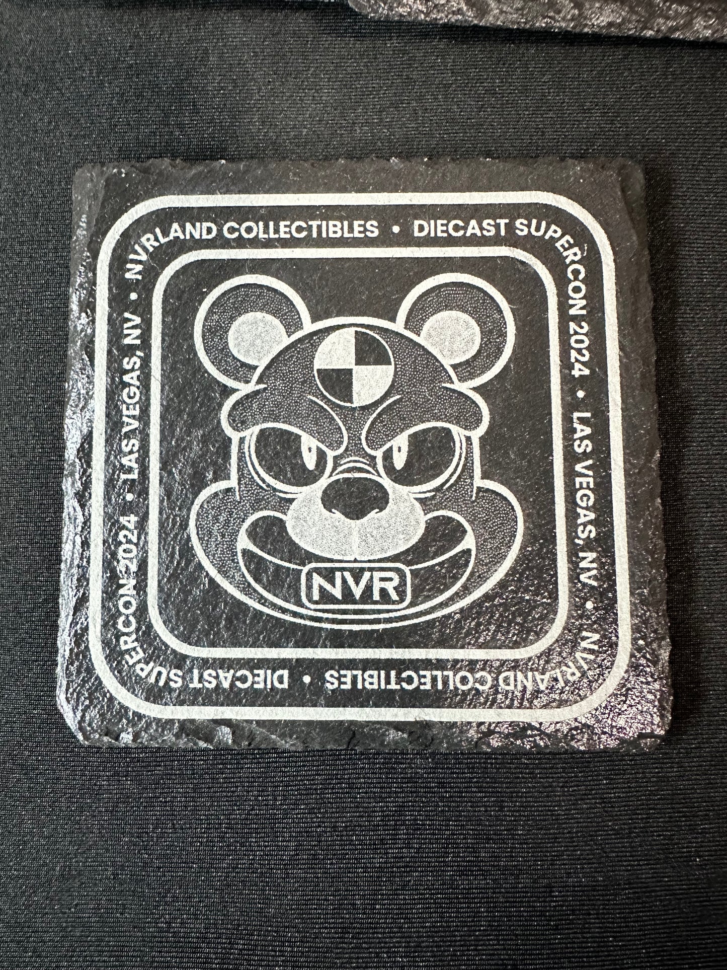 NVRLand Collectibles set of 4 slate coasters in a bamboo collectors box