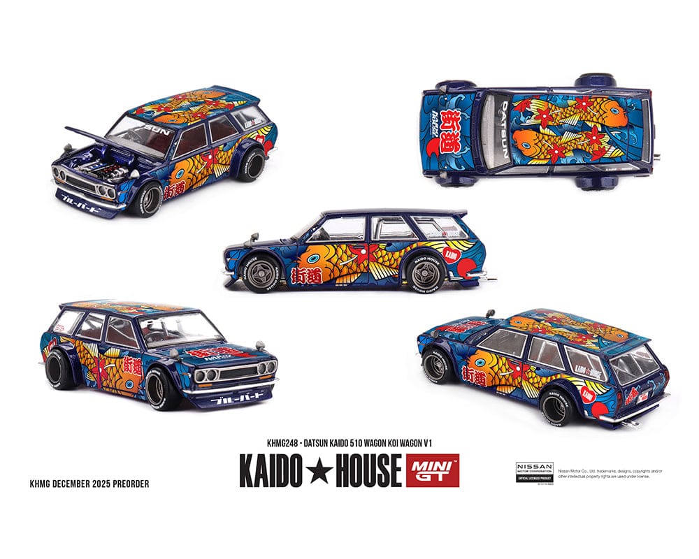Kaido House x Mini GT Datsun KAIDO 510 Wagon Koi Wagon V1- Blue #248