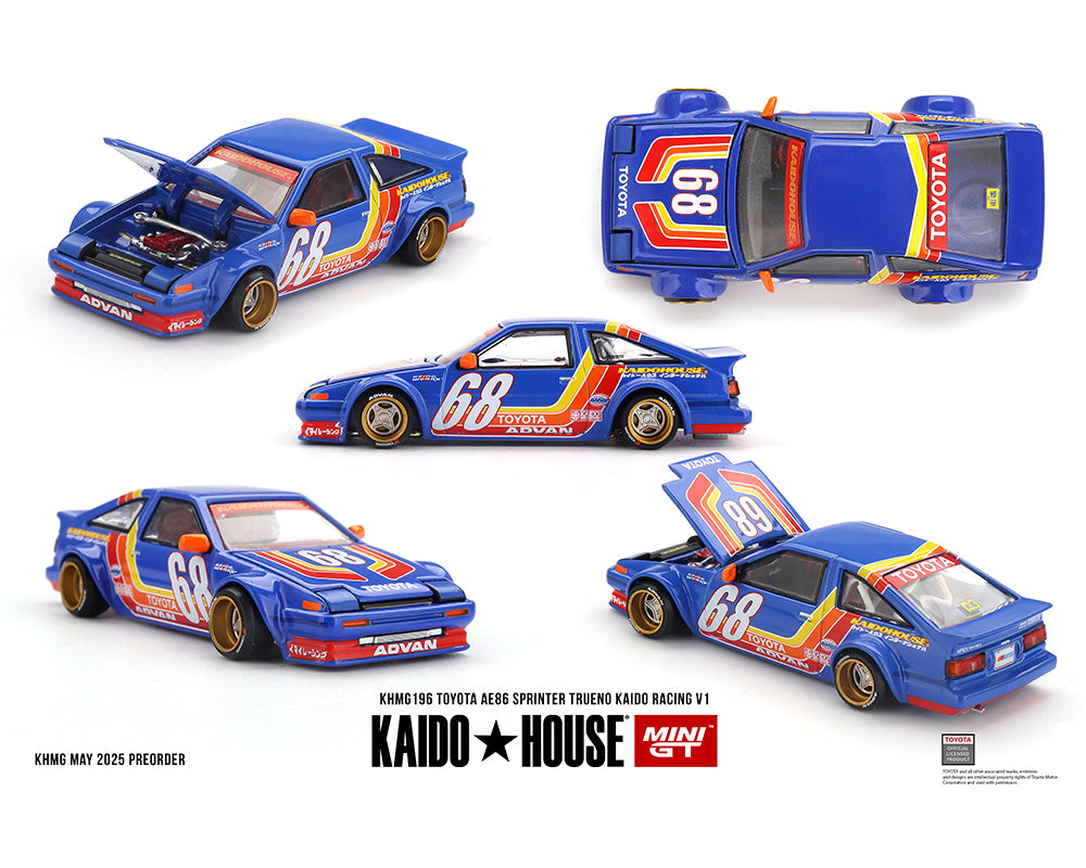 Kaido House x Mini GT 1:64 Toyota AE86 Sprinter Trueno Kaido Racing V1 Blue #196