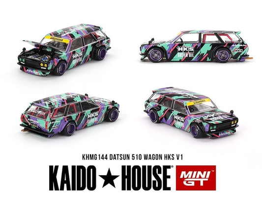 Kaido House x Mini GT Datsun Kaido 510 Wagon HKS V1 #144 1/64 KHMG144