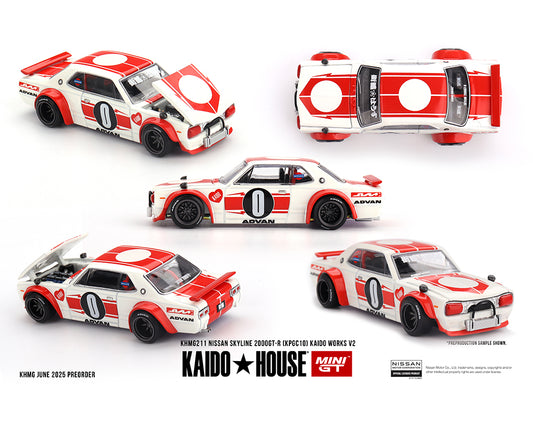 Kaido House x Mini GT 1:64 Nissan Skyline 2000GT-R (KPGC10) Kaido Works V2 – White #211