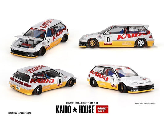 Kaido House x Mini GT Honda Civic (EF) Kanjo V1- White/Yellow