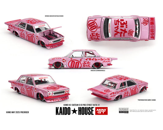 Kaido House x Mini GT 1:64 Datsun 510 Pro Street Buta V1 – Pink #161
