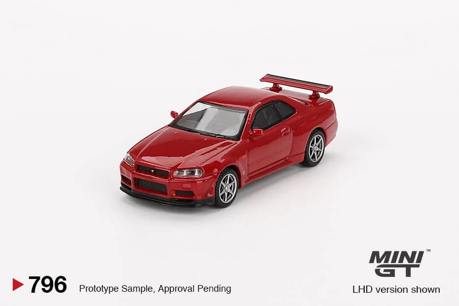 Mini GT: 2025 Overseas Box Edition Active Red NISSAN SKYLINE GT-R (R34) V-Spec #796