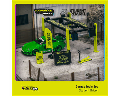 Tarmac Works Student Driver Garage Tools Set of 5 pieces with Stickers "Parts64" Series for 1/64 Model